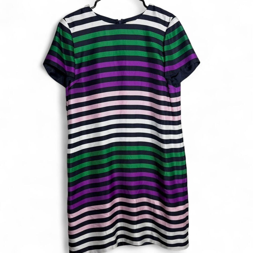 Zac Posen for Brooks Brothers Silk Striped Shift Dress. Red Fleece Cocktail Work - Picture 2 of 11